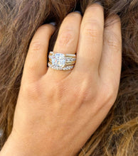 Load image into Gallery viewer, Cushion and Round Cut Moissanites Engagement Ring And Band Set In 14K Solid And Heavy Yellow Gold Wedding Bridal Set Hidden Halo Style 7.50