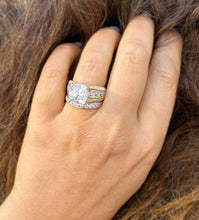 Load image into Gallery viewer, Cushion and Round Cut Moissanites Engagement Ring And Band Set In 14K Solid And Heavy Yellow Gold Wedding Bridal Set Hidden Halo Style 7.50