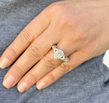 Load image into Gallery viewer, Pear Shape Moissanite And Round Cut Sides Engagement Ring Halo Style Wedding Ring Antique style Bridal Ring In 14k Solid Yellow Gold 1.70ctw