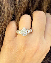 Load image into Gallery viewer, Pear Shape Moissanite And Round Cut Sides Engagement Ring Halo Style Wedding Ring Antique style Bridal Ring In 14k Solid Yellow Gold 1.70ctw