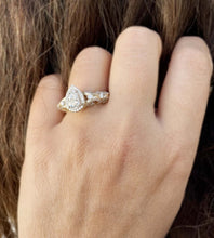 Load image into Gallery viewer, Pear Shape Moissanite And Round Cut Sides Engagement Ring Halo Style Wedding Ring Antique style Bridal Ring In 14k Solid Yellow Gold 1.70ctw