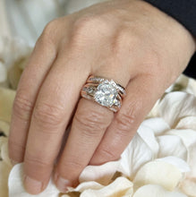 Load image into Gallery viewer, Cushion and Round Cut Moissanites Engagement Ring And Band Set In 14K Solid And Heavy Rose Gold Wedding Bridal Set Hidden Halo Style 7.50ct