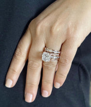 Load image into Gallery viewer, Cushion and Round Cut Moissanites Engagement Ring And Band Set In 14K Solid And Heavy Rose Gold Wedding Bridal Set Hidden Halo Style 7.50ct