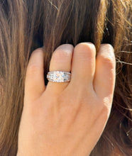Load image into Gallery viewer, Cushion Cut and Round Cut Moissanites Engagement Ring Hidden Halo Design Wedding Ring Set In 14K Solid Heavy White Gold Bridal Ring 5.50ctw