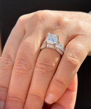 Load image into Gallery viewer, Cushion Cut and Round Cut Moissanites Engagement Ring Hidden Halo Design Wedding Ring Set In 14K Solid Heavy White Gold Bridal Ring 5.50ctw