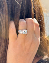 Load image into Gallery viewer, Cushion Cut and Round Cut Moissanites Engagement Ring Hidden Halo Design Wedding Ring Set In 14K Solid Heavy White Gold Bridal Ring 5.50ctw