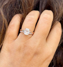 Load image into Gallery viewer, Elongated Cushion Cut Moissanite Engagement Ring And Matching Band Set In 14K Solid Rose Gold Four Prong Wedding Ring And Band 3.20ctw