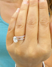 Load image into Gallery viewer, Elongated Cushion Cut Moissanite Engagement Ring And Two Matching Bands Set In 14K Solid Rose Gold Four Prong Wedding Ring And Band 3.40ctw