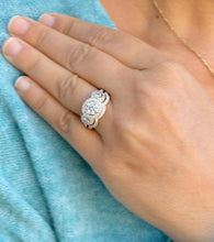 Load image into Gallery viewer, Round Cut Diamond Engagement Ring And Matching Band Three Stone Style IGI Certified 14k Solid Yellow Gold Halo Bridal Wedding set 2.45ctw