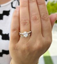 Load image into Gallery viewer, Oval Cut Simulated Diamonds And Round And Marquise Cut Sides Engagement Ring And Matching Band Wedding Set 2.50ctw In 14K Solid Yellow Gold