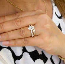 Load image into Gallery viewer, Oval Cut Simulated Diamonds And Round And Marquise Cut Sides Engagement Ring And Matching Band Wedding Set 2.50ctw In 14K Solid Yellow Gold