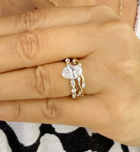 Load image into Gallery viewer, Oval Cut Simulated Diamonds And Round And Marquise Cut Sides Engagement Ring And Matching Band Wedding Set 2.50ctw In 14K Solid Yellow Gold