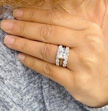 Load image into Gallery viewer, Cushion Cut and Round Cut Sides Simulated Diamonds Engagement Ring And Two Matching Bands 14K Solid Yellow Gold Wedding Ring Bridal 7.50ctw