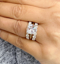 Load image into Gallery viewer, Cushion Cut and Round Cut Sides Simulated Diamonds Engagement Ring And Two Matching Bands 14K Solid Yellow Gold Wedding Ring Bridal 7.50ctw