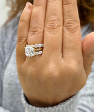 Load image into Gallery viewer, Cushion Cut and Round Cut Sides Simulated Diamonds Engagement Ring And Two Matching Bands 14K Solid Yellow Gold Wedding Ring Bridal 7.50ctw