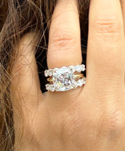 Load image into Gallery viewer, Cushion Cut and Round Cut Sides Simulated Diamonds Engagement Ring And Two Matching Bands 14K Solid Yellow Gold Wedding Ring Bridal 7.50ctw