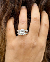 Load image into Gallery viewer, Elongated Cushion Cut Moissanite Engagement Ring And Two Matching Bands Set In 14K Solid Yellow Gold Four Prong Wedding Ring And Band 7.00ct