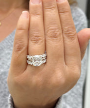 Load image into Gallery viewer, Elongated Cushion Cut Moissanite Engagement Ring And Two Matching Bands Set In 14K Solid Yellow Gold Four Prong Wedding Ring And Band 7.00ct