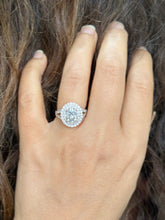 Load image into Gallery viewer, Oval Shape and Round Cut Sides Simulated Diamonds Engagement Ring Double Halo Wedding Ring Split Shank Bridal Ring 14K Solid Rose Gold 2.80ctw