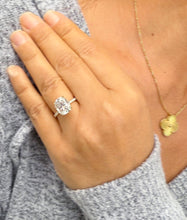 Load image into Gallery viewer, Rectangular Cushion Cut And Round Cut Sides Simulated Diamonds Engagement Ring Four Prong 14K Solid Yellow Gold Wedding Bridal Ring 4.20ctw