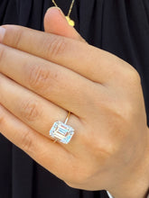 Load image into Gallery viewer, Emerald Cut Solitaire Simulated Diamonds Engagement Ring 14K Solid Yellow Gold Wedding Ring Prong Set Solitaire Bridal Ring For Her 5.00ctw