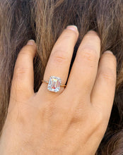 Load image into Gallery viewer, Emerald Cut Solitaire Simulated Diamonds Engagement Ring 14K Solid Yellow Gold Wedding Ring Prong Set Solitaire Bridal Ring For Her 5.00ctw