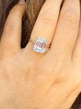 Load image into Gallery viewer, Emerald Cut Solitaire Simulated Diamonds Engagement Ring 14K Solid Yellow Gold Wedding Ring Prong Set Solitaire Bridal Ring For Her 5.00ctw