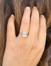 Load image into Gallery viewer, Emerald Cut Solitaire Simulated Diamonds Engagement Ring 14K Solid Yellow Gold Wedding Ring Prong Set Solitaire Bridal Ring For Her 5.00ctw