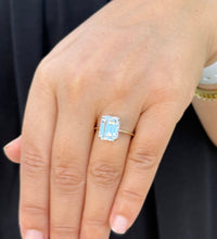 Load image into Gallery viewer, Emerald Cut Solitaire Simulated Diamonds Engagement Ring 14K Solid Yellow Gold Wedding Ring Prong Set Solitaire Bridal Ring For Her 5.00ctw