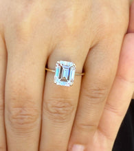 Load image into Gallery viewer, Emerald Cut Solitaire Simulated Diamonds Engagement Ring 14K Solid Yellow Gold Wedding Ring Prong Set Solitaire Bridal Ring For Her 5.00ctw