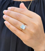 Load image into Gallery viewer, Emerald Cut Solitaire Simulated Diamonds Engagement Ring 14K Solid Yellow Gold Wedding Ring Prong Set Solitaire Bridal Ring For Her 5.00ctw