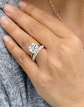 Load image into Gallery viewer, Cushion And Round Cut Moissanite Engagement Ring And Matching Band Set In 14K Solid Yellow Gold Four Prong Wedding Ring And Band Set 6.00ctw