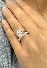 Load image into Gallery viewer, Cushion And Round Cut Moissanite Engagement Ring And Matching Band Set In 14K Solid Yellow Gold Four Prong Wedding Ring And Band Set 6.00ctw