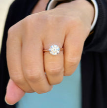 Load image into Gallery viewer, Solitaire Round Cut moissanite Engagement Ring Six Prongs Set Wedding Ring 14K Solid Rose Gold Bridal Ring Minimalist Ring For Her 3.00ct
