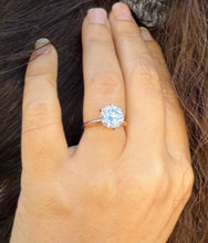 Load image into Gallery viewer, Solitaire Round Cut moissanite Engagement Ring Six Prongs Set Wedding Ring 14K Solid Rose Gold Bridal Ring Minimalist Ring For Her 3.00ct