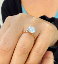 Load image into Gallery viewer, Solitaire Round Cut moissanite Engagement Ring Six Prongs Set Wedding Ring 14K Solid Rose Gold Bridal Ring Minimalist Ring For Her 3.00ct