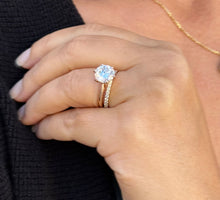 Load image into Gallery viewer, Solitaire Round Cut moissanite Engagement Ring And Band Wedding Ring 14K Solid Rose Gold Bridal Ring Minimalist Ring For Her 3.20ctw