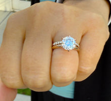 Load image into Gallery viewer, Solitaire Round Cut moissanite Engagement Ring And Band Wedding Ring 14K Solid Rose Gold Bridal Ring Minimalist Ring For Her 3.20ctw