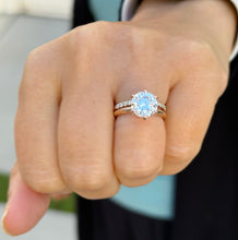 Load image into Gallery viewer, Solitaire Round Cut moissanite Engagement Ring And Band Wedding Ring 14K Solid Rose Gold Bridal Ring Minimalist Ring For Her 3.20ctw