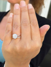 Load image into Gallery viewer, Solitaire Round Cut moissanite Engagement Ring And Band Wedding Ring 14K Solid Rose Gold Bridal Ring Minimalist Ring For Her 3.20ctw