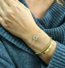 Load image into Gallery viewer, David Star CVD Diamond Bracelet 14k Solid Yellow Gold Hand Chain Delicate Diamond Star of David Bracelet Diamond Bracelet Minimalist 0.30ctw