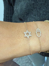Load image into Gallery viewer, David Star CVD Diamond Bracelet 14k Solid Yellow Gold Hand Chain Delicate Diamond Star of David Bracelet Diamond Bracelet Minimalist 0.30ctw