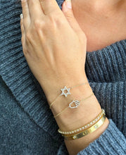 Load image into Gallery viewer, David Star CVD Diamond Bracelet 14k Solid Yellow Gold Hand Chain Delicate Diamond Star of David Bracelet Diamond Bracelet Minimalist 0.30ctw