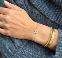 Load image into Gallery viewer, David Star CVD Diamond Bracelet 14k Solid Yellow Gold Hand Chain Delicate Diamond Star of David Bracelet Diamond Bracelet Minimalist 0.30ctw