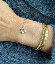 Load image into Gallery viewer, David Star CVD Diamond Bracelet 14k Solid Yellow Gold Hand Chain Delicate Diamond Star of David Bracelet Diamond Bracelet Minimalist 0.30ctw
