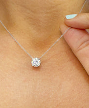 Load image into Gallery viewer, Round Cut Moissanite Solitaire Necklace And Chain Dainty Minimalist Prong Style 14k Solid White Gold Pendant Bridal Wedding Gift 1.50ct