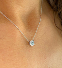 Load image into Gallery viewer, Round Cut Moissanite Solitaire Necklace And Chain Dainty Minimalist Prong Style 14k Solid White Gold Pendant Bridal Wedding Gift 1.50ct