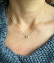 Load image into Gallery viewer, Asscher Cut Moissanite Bezel Set Solitaire Necklace And Chain In Dainty Minimalist 14k Solid Yellow Gold Pendant Bridal Wedding Gift 1.00ct