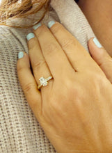 Load image into Gallery viewer, Oval Shape Simulated Diamonds Solitaire Engagement Ring Antiqye Deco Style Wedding Ring 1.00ctw Bridal Ring Set In 14K Solid Yellow Gold