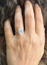 Load image into Gallery viewer, Oval Shape Simulated Diamonds And Round Cut Sides Engagement Ring Wedding Ring Inner Halo 3.15ctw Bridal Ring Set In 14K Solid White Gold